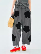 imakokoni オリジナルフラワーデザイングレーカラーパンツ 255072