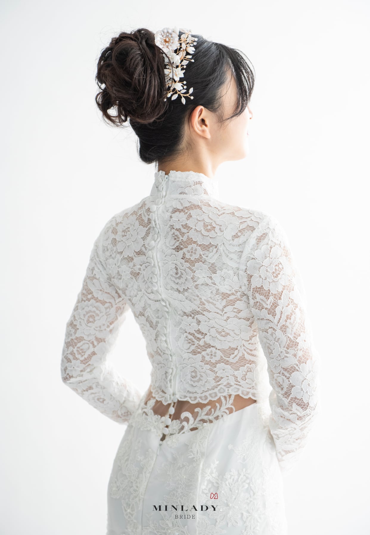 レンタル】長袖 ハイネック 総レース ボレロ | MINLADY BRIDE レンタル】長袖 ハイネック 総レース ボレロ | MINLADY BRIDE