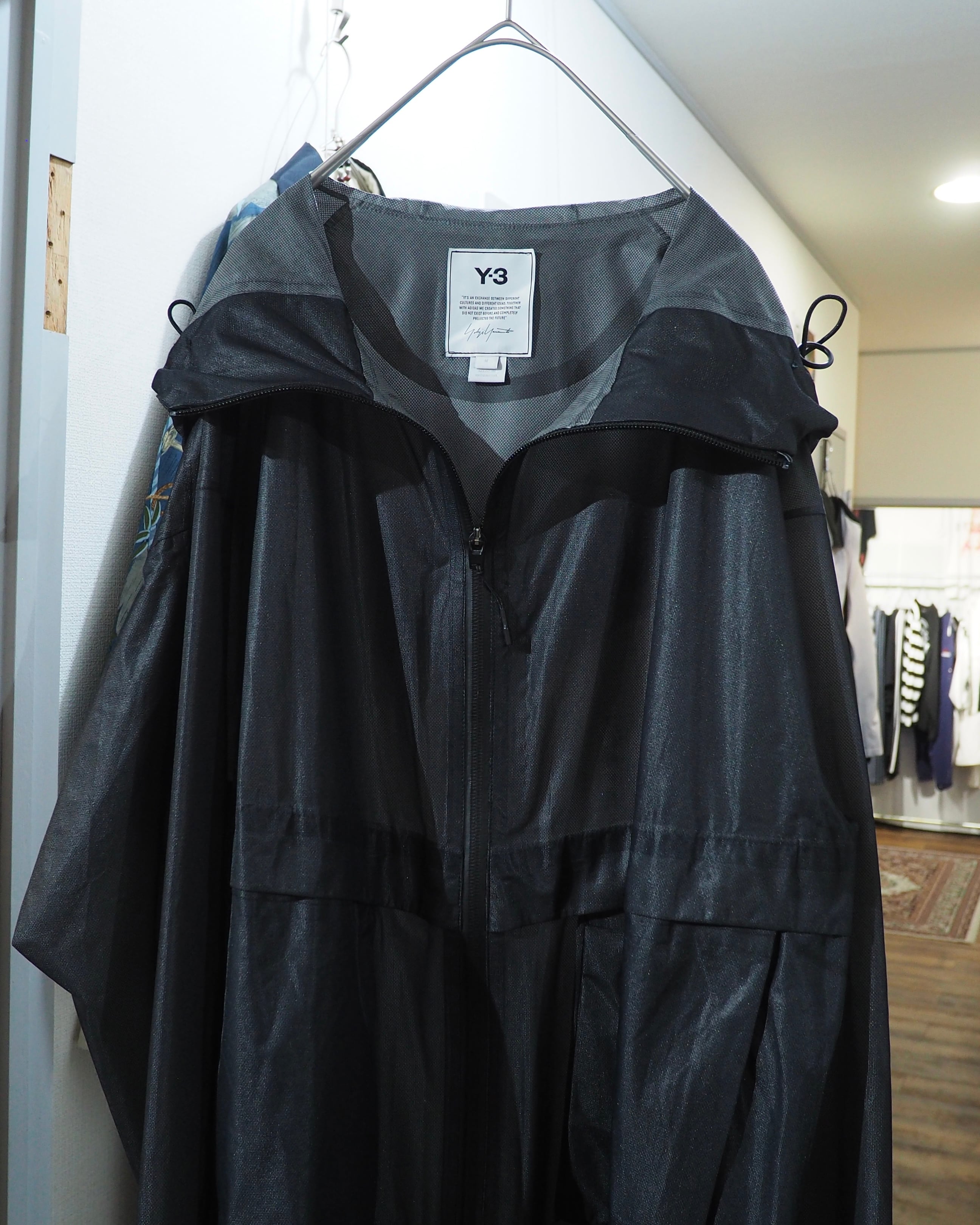 "Y-3(Yohji Yamamoto)" Black sheer Waterproof Nylon Tech Full zip jacket