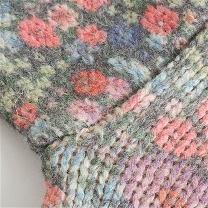 カーディガン flower 送料無料 ZXQJ Women 2021 Flower Graphics Jacquard Knit Cardigan