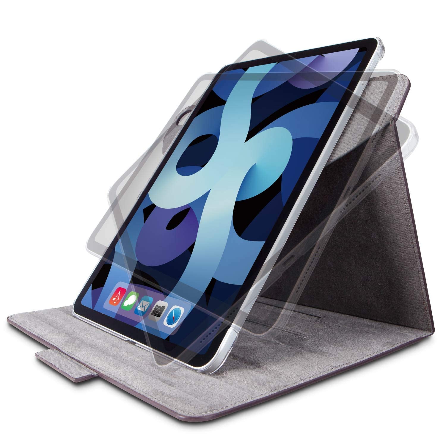 エレコム iPad Air (M3/M2) Air 10.9 第5/4世代 ケース 手帳型 ヴィーガンレザー 360度回転 ブラック TB-A20M360BK