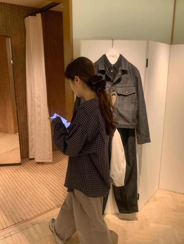 (LITER) mocha check shirt / 2color
