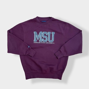 【JANSPORT】MSU カレッジロゴ ミズーリ大学 MISSOURI STATE UNIVERSITY 刺繍ロゴ アップリケ スウェット トレーナー M US古着