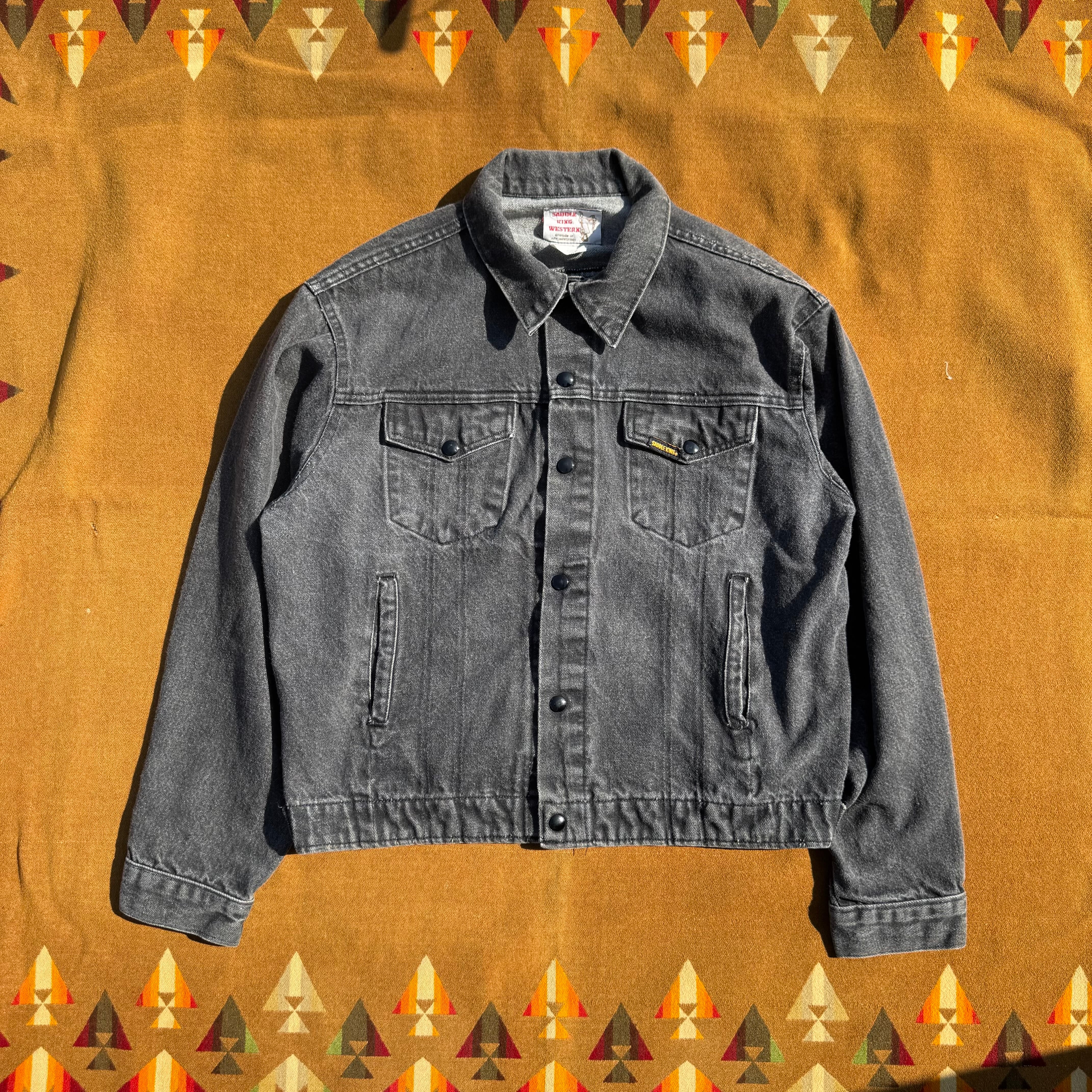 Vintage "Saddle King Western" Black Denim Jacket/ 46