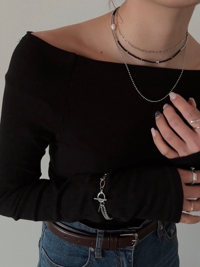 [Black] Layered Monotone Necklace［BZN10-BK］