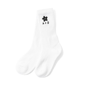ALPSDR FLOWER LOGO SOCKS / WHITE × BLACK