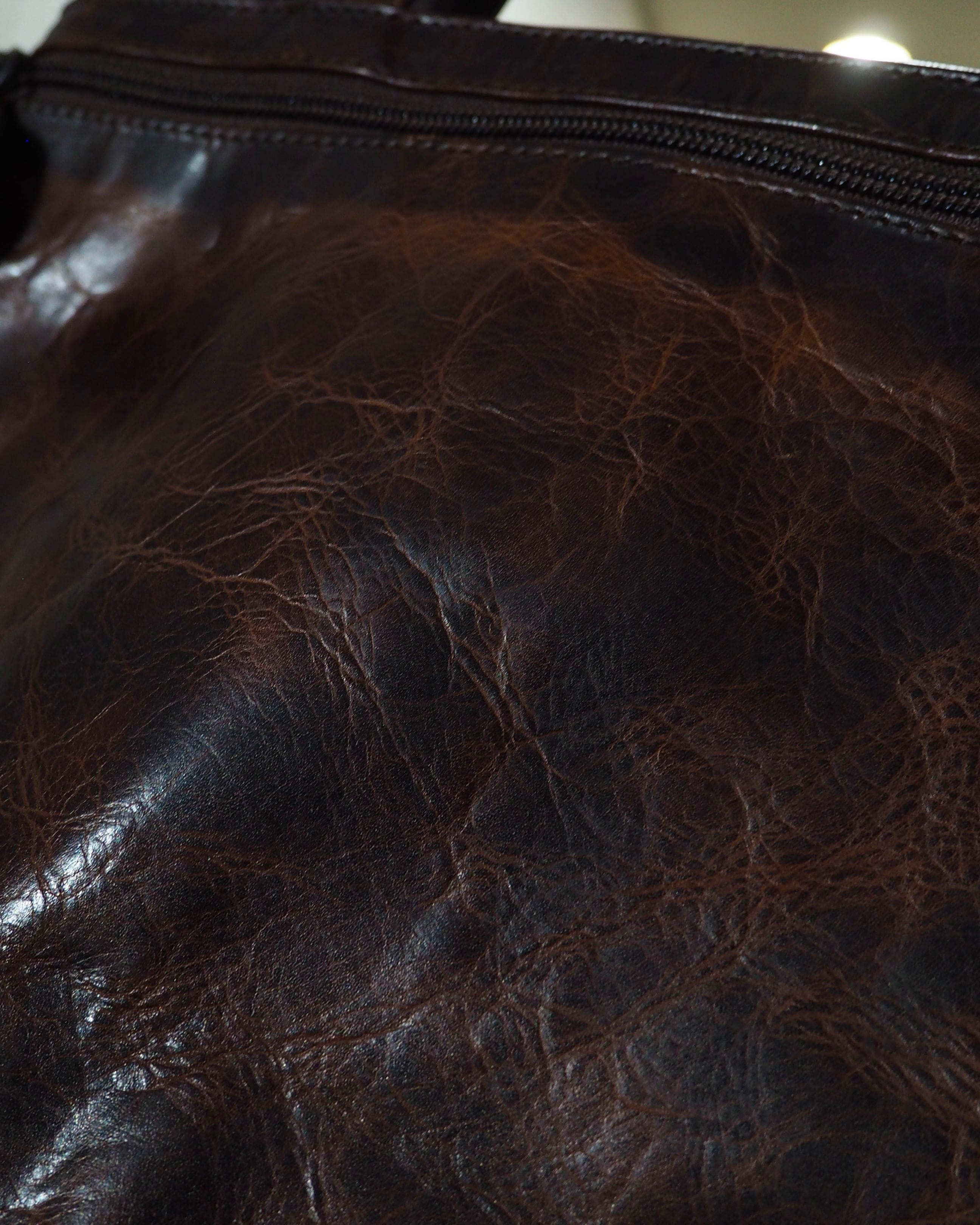 " DINNN " Three Continuing Zip Design Leather Hand Bag