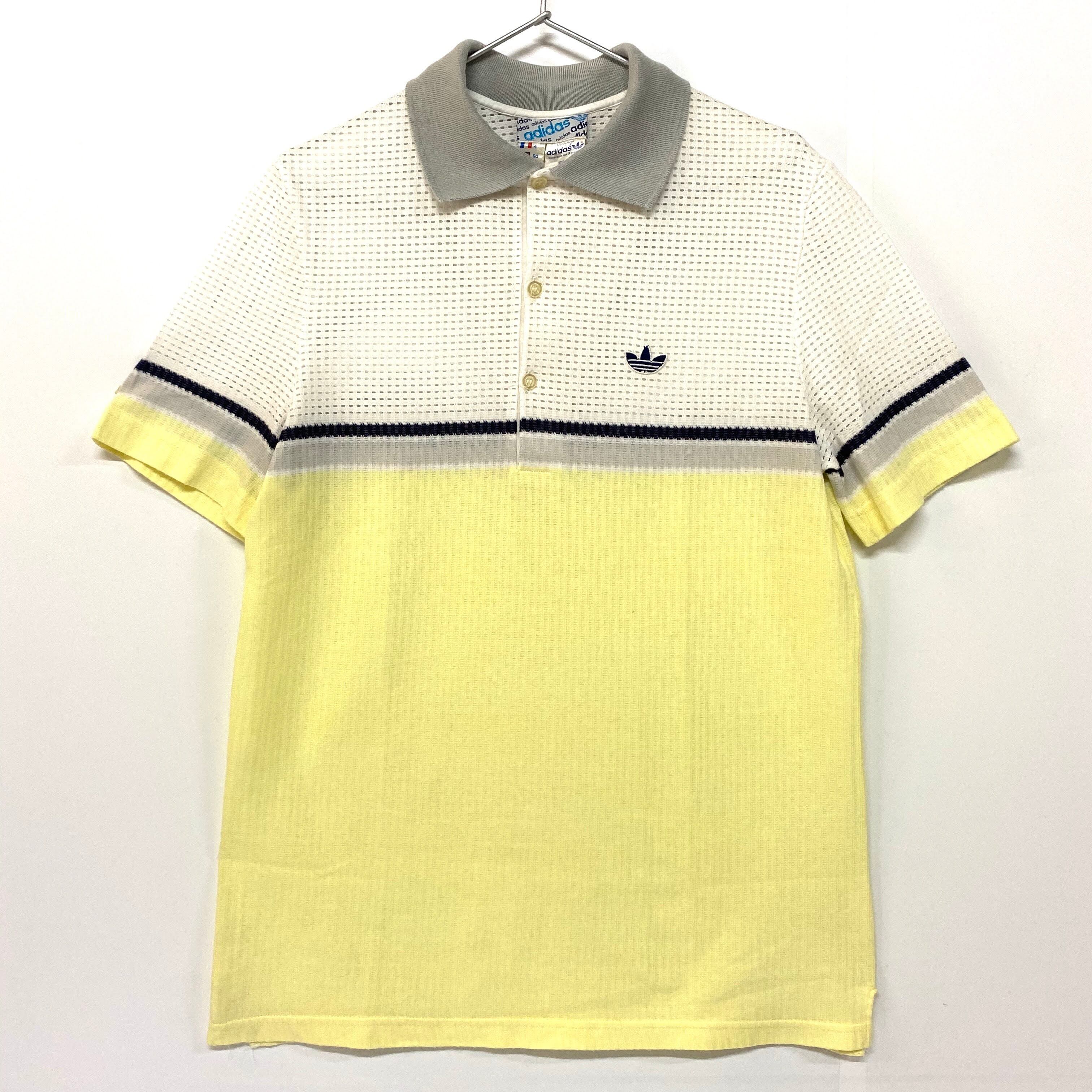 80年代 フランス製 adidas アディダス 半袖 メッシュ×ニット 