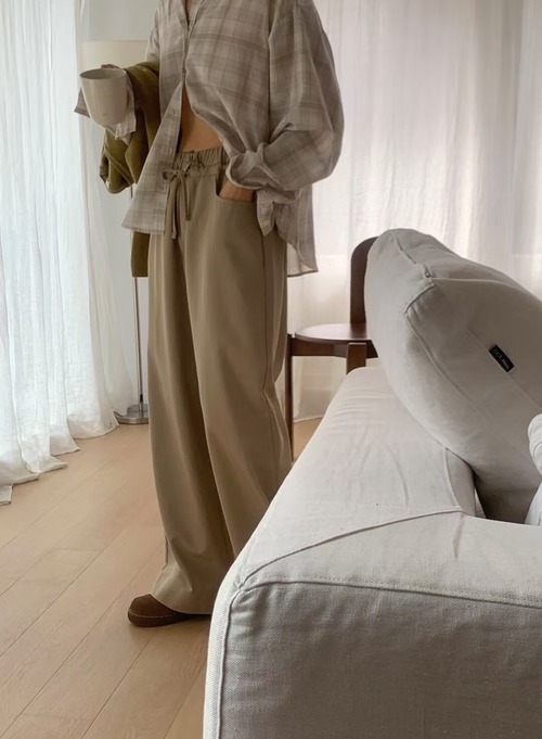 (LITER) rill cotton banding pants / 2color