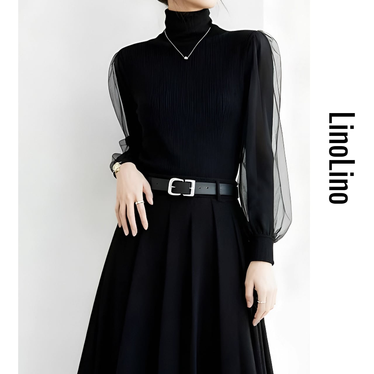 Sheer Puff Sleeve Long Sleeve Top L00720