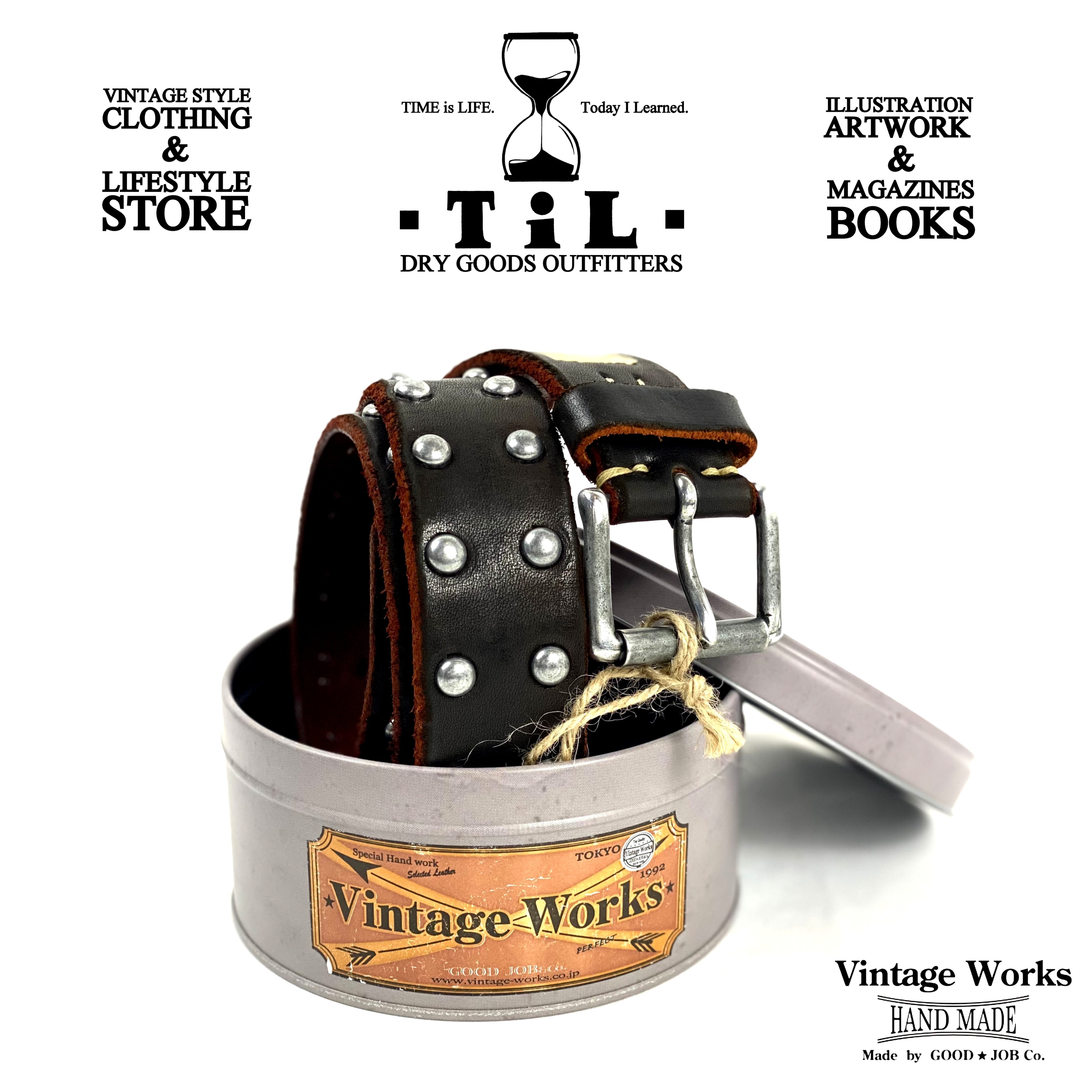 期間限定特価品 ヴィンテージワークス コンチョベルト DH5726 CH-3 茶芯 7ホール Vintage Works Leather belt  メンズ アメカジ 極厚 本革ベルト 日本製 プレゼント