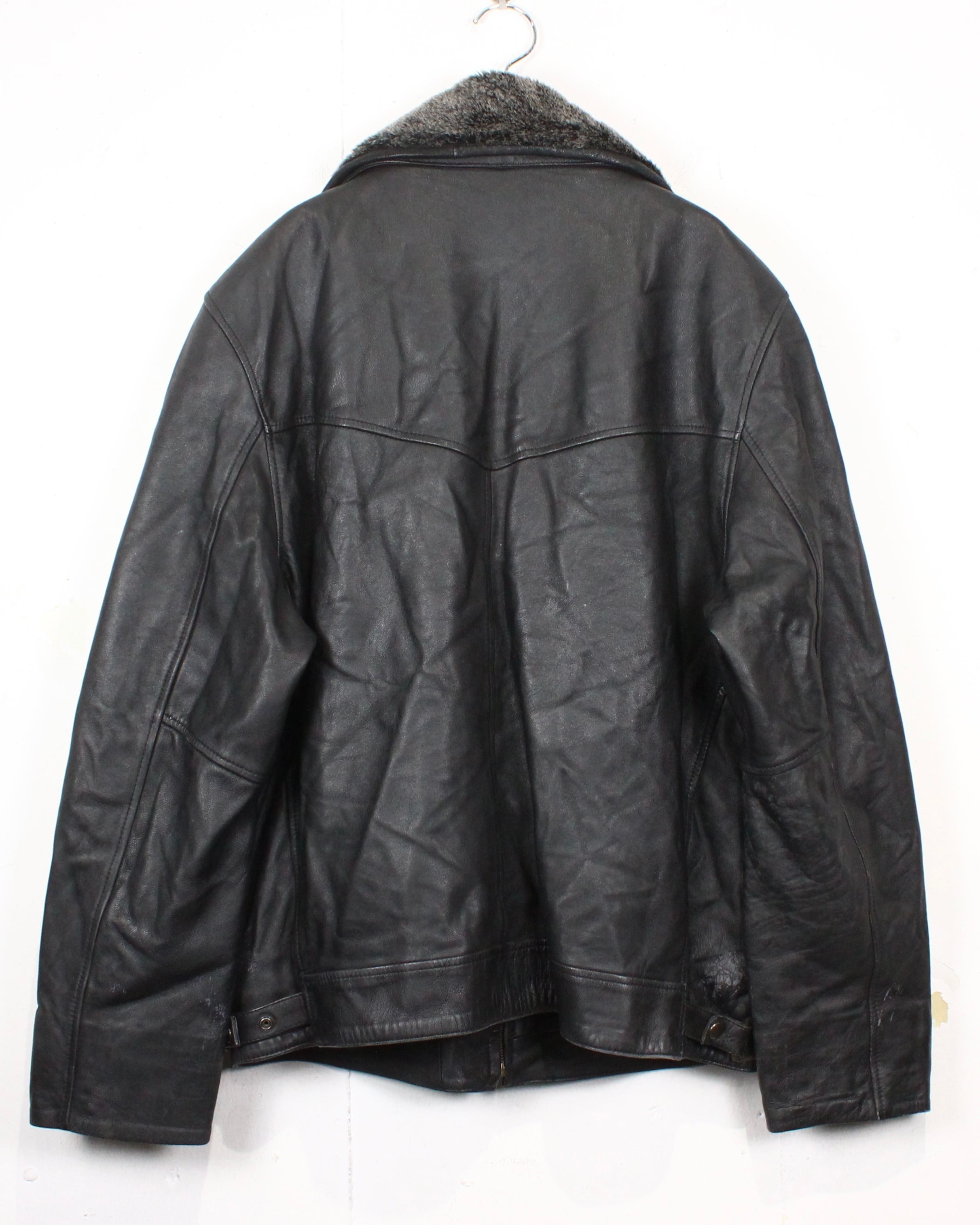 Caka act2】Boa Collar Vintage Zip Up Leather Jacket | Caka(カカ