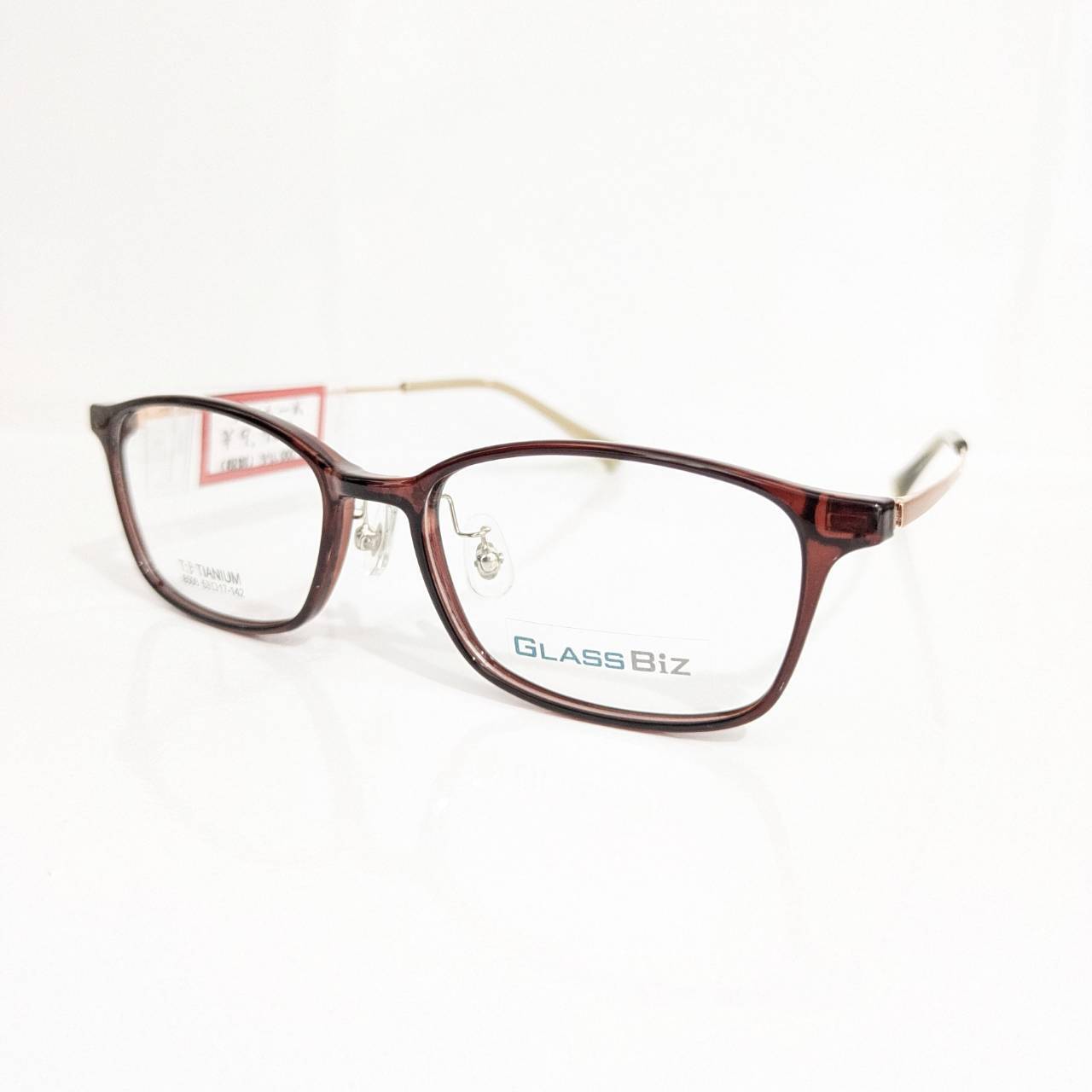 【GLASS BiZ】スクエアセルフレーム ワインレッド
