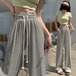 ワイドパンツ レディース パンツ ボトムス ロングパンツ ウエストゴム ハイウエスト