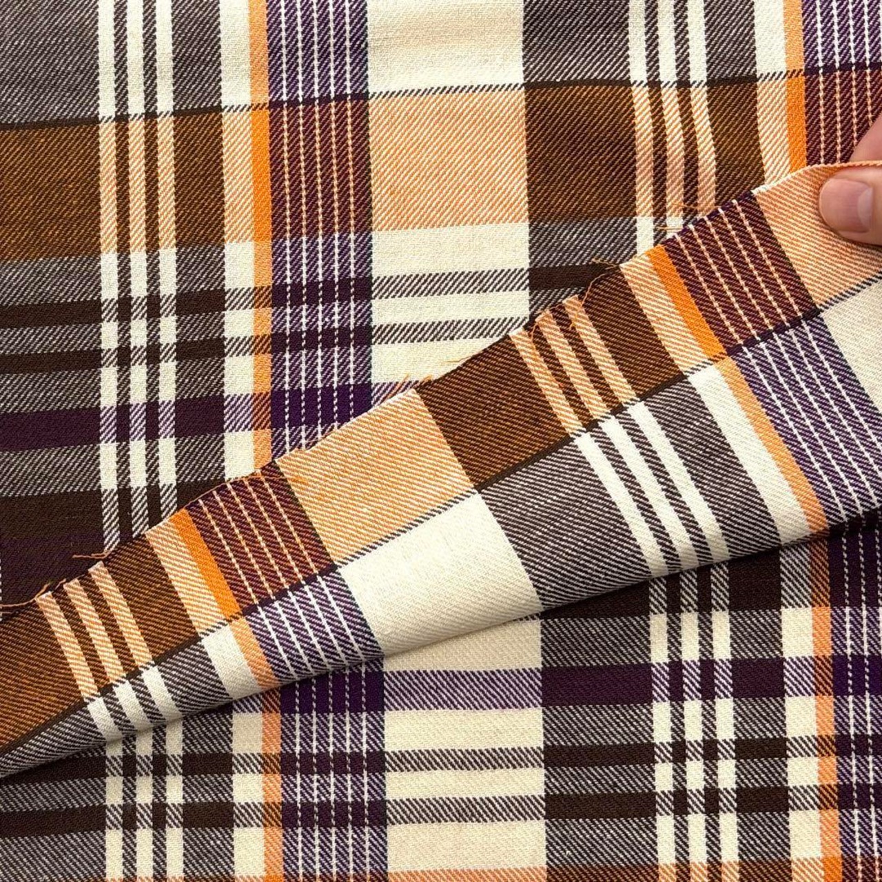 ★CT367◆3m◆ラスト1点‼◆綿100%マドラスベビーツイル生地◆ブラウンベージュ系◆製作事例あり