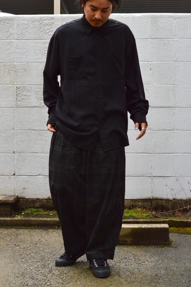 Pub Madras Check Easy Wide Pants Dyed Sumi Made in Japan Wide Fit Unisex Item ピューブ 墨汁染め ワイドパンツ