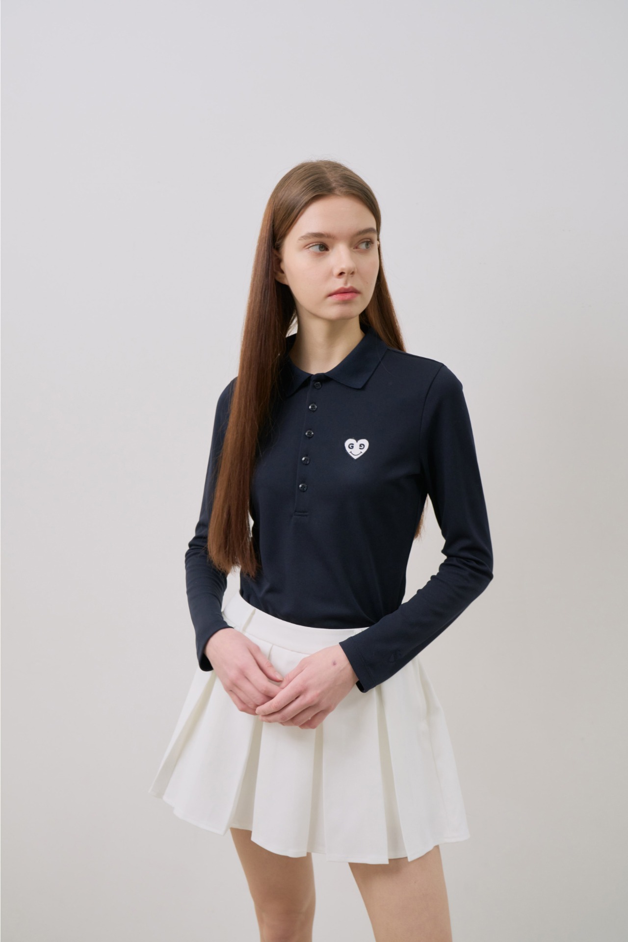 GOXO ゴーエックスオー スマイルハートベーシックPK Tシャツ ネイビー