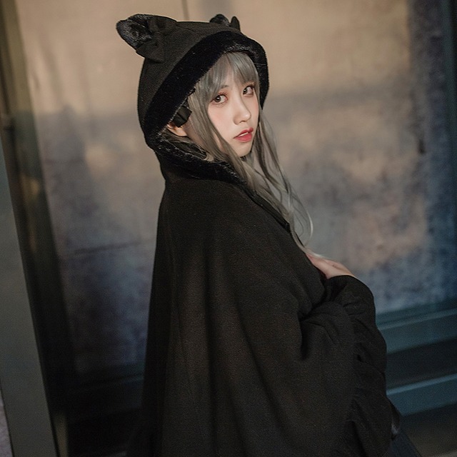 SEASONZ ゴスロリ ロリータ 病みかわいい コート ネコ耳 フード 姫系 ロリータ 系 マント ゴシック ゆめかわ
