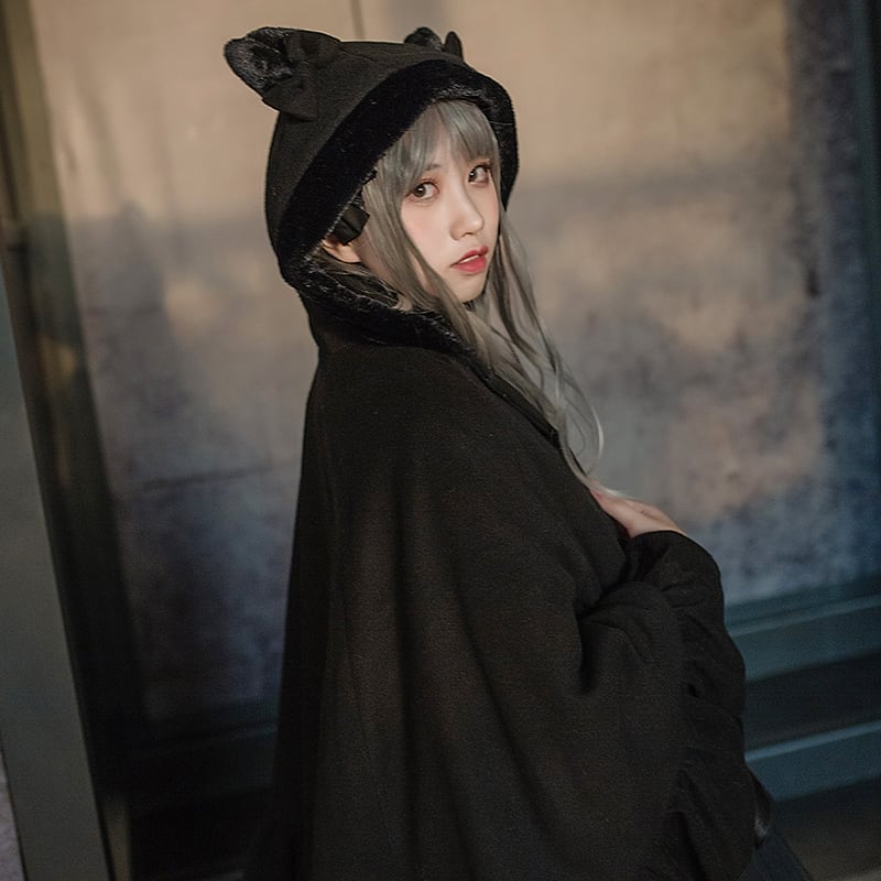 SEASONZ ゴスロリ ロリータ 病みかわいい コート ネコ耳 フード 姫系 ロリータ 系 マント ゴシック ゆめかわ