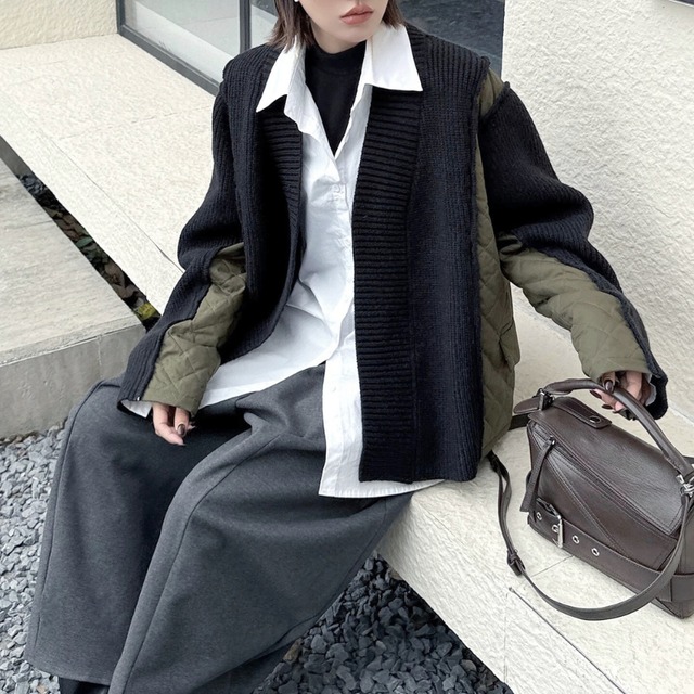 Hybrid knit quilted jacket C1375