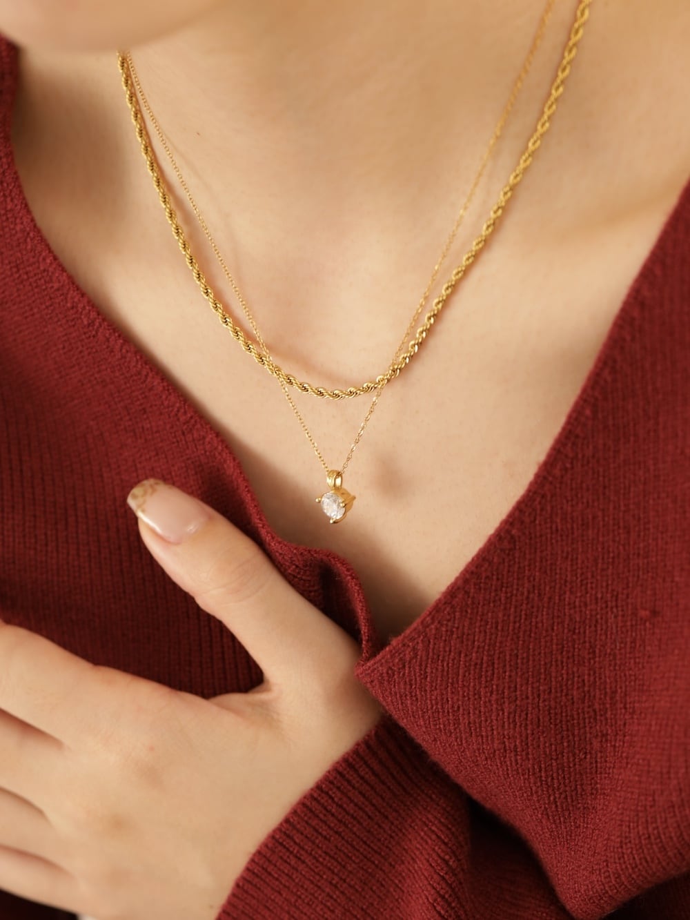 316L simple zirconia necklace #n83 | rani