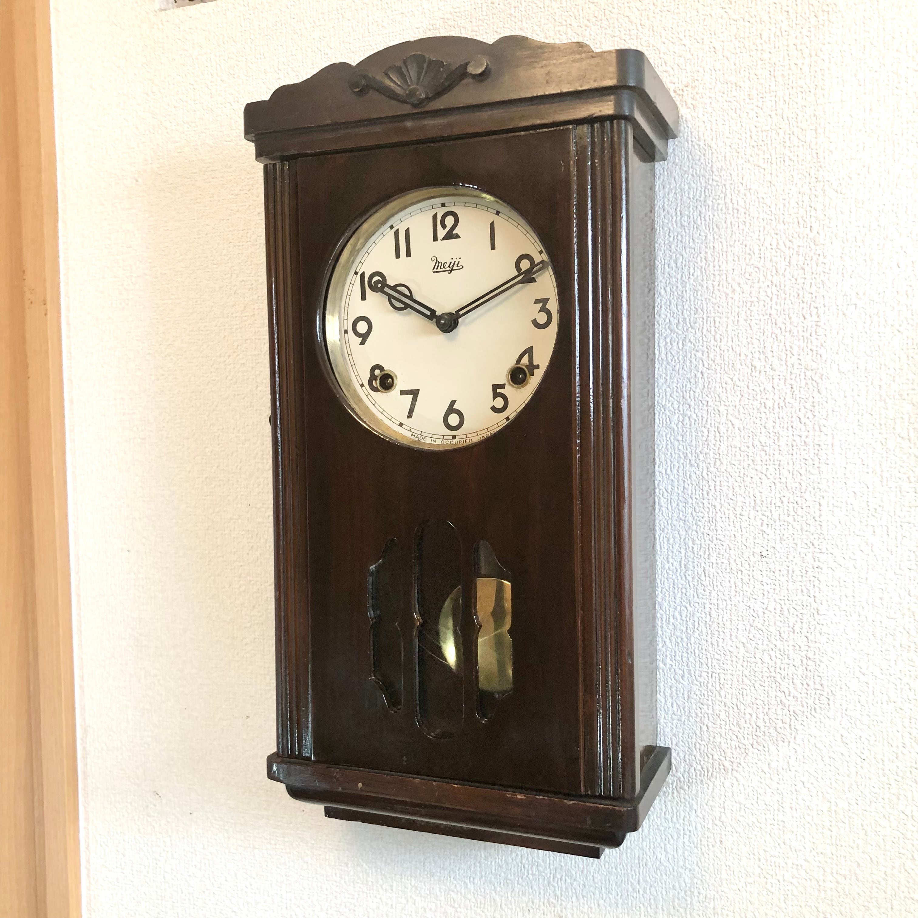 明治時計製 オキュパイドジャパン 宮型掛時計 オーバーホール済