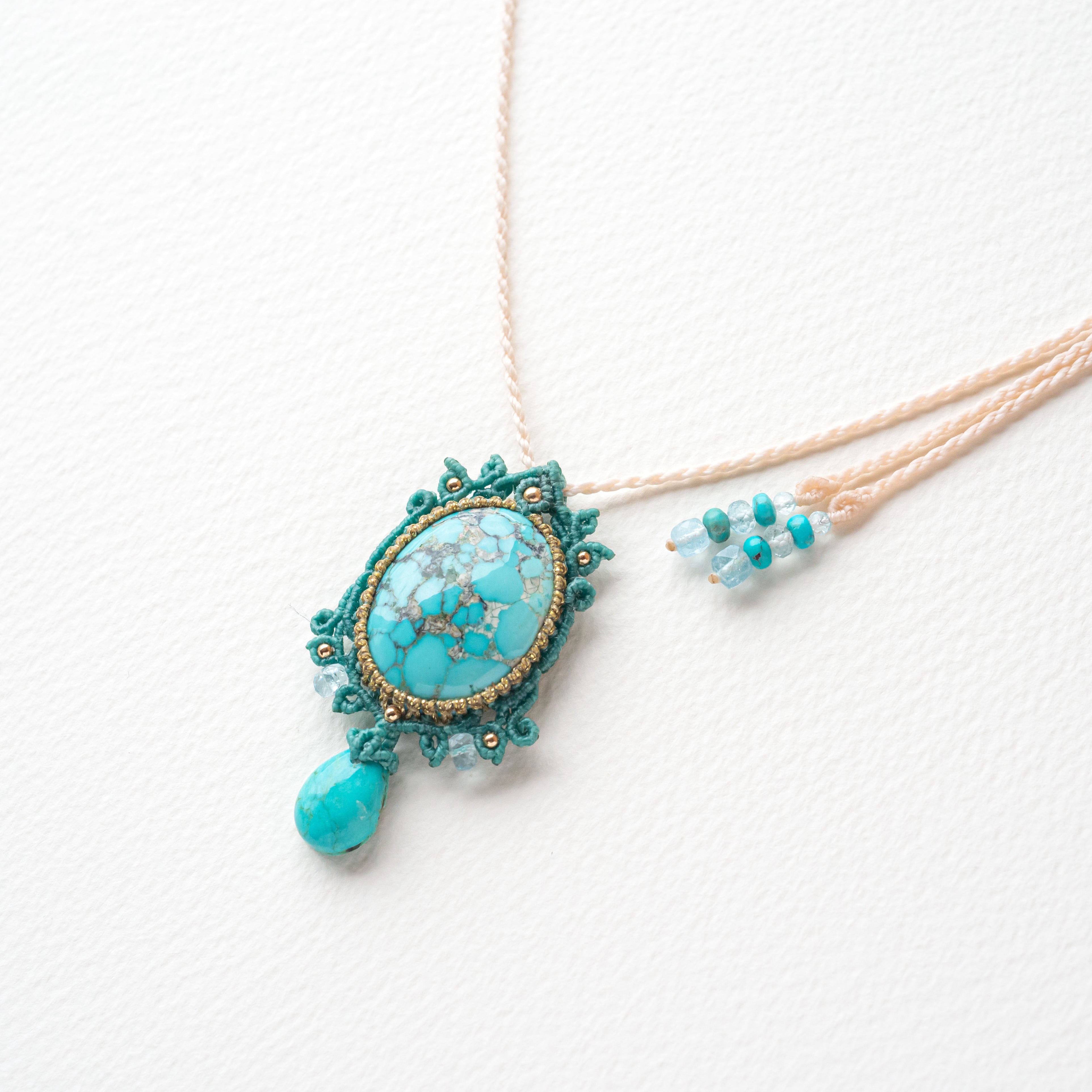 チベット ターコイズ マクラメ ネックレス チベット産ターコイズのマクラメ編み 天然石ネックレス | SHANTi