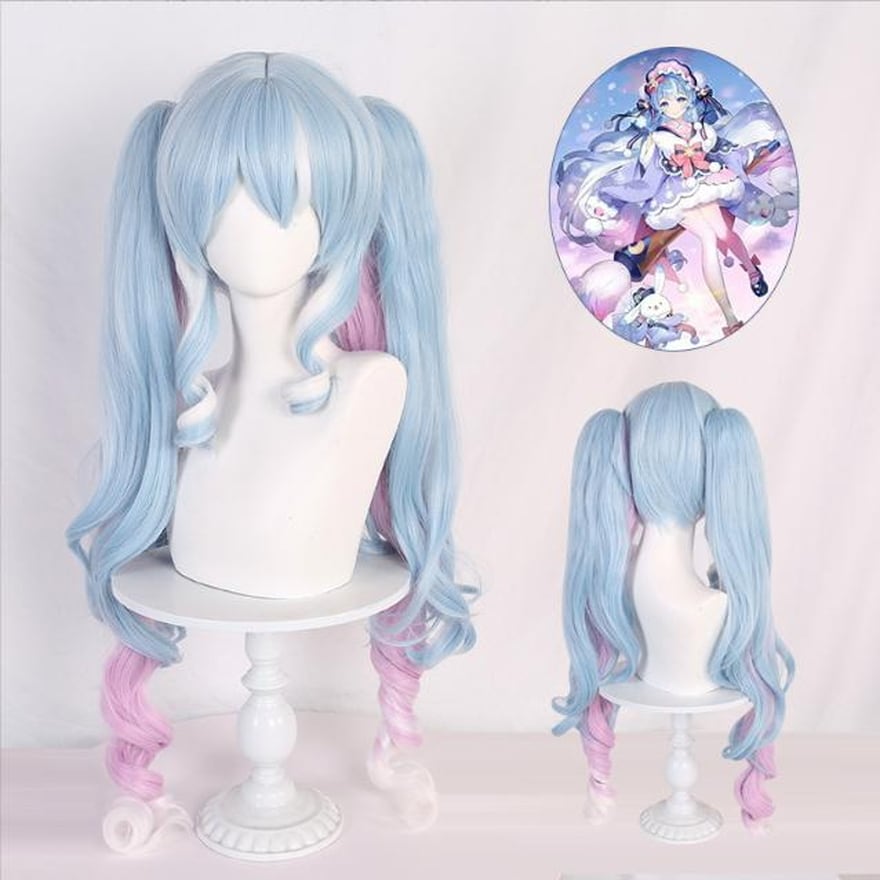 ウイッグ かつら ネット 雪の初音 ピンク ブルー 約90cm かわいい