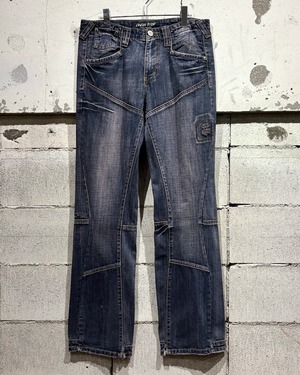 【Caka otto】Draping Design Straight Silhouette Denim Pants