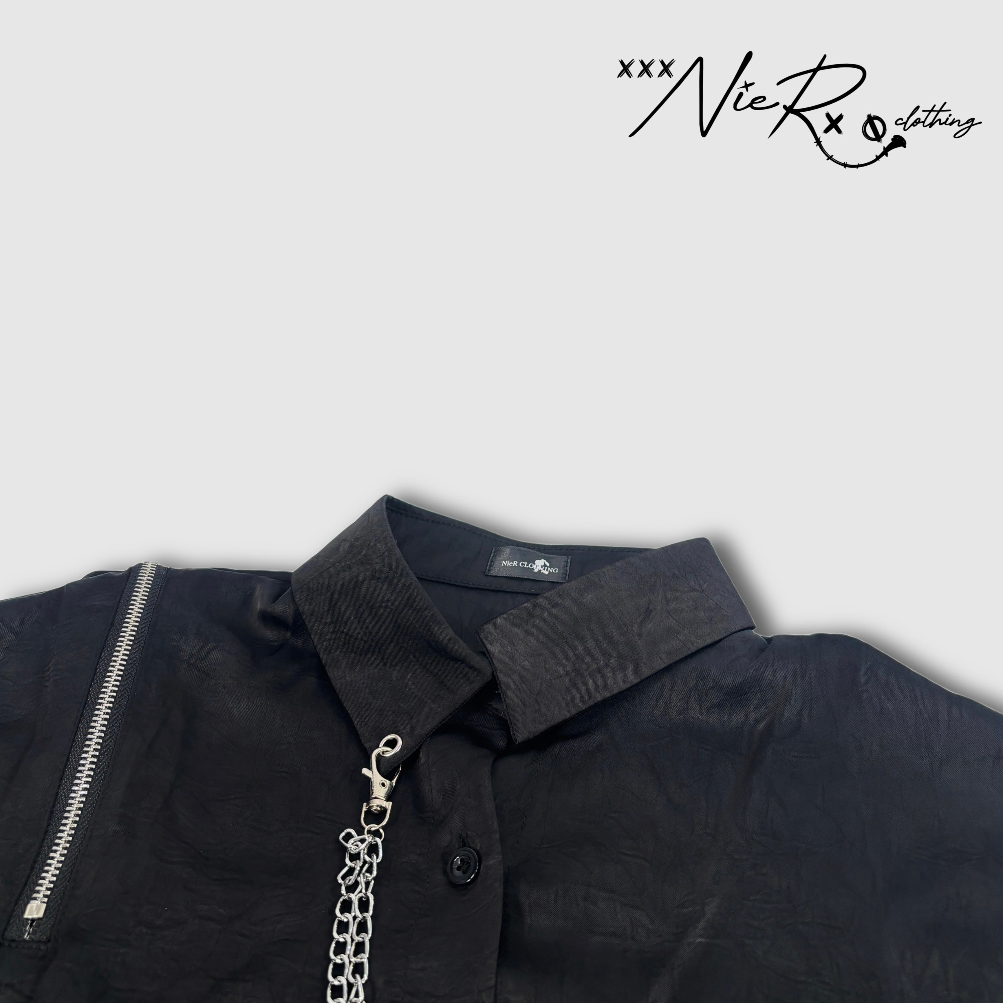 WRINKLE ZIP DESIGN SHIRT【2WAY SLEEVE×CHAIN】 | NIER CLOTHING