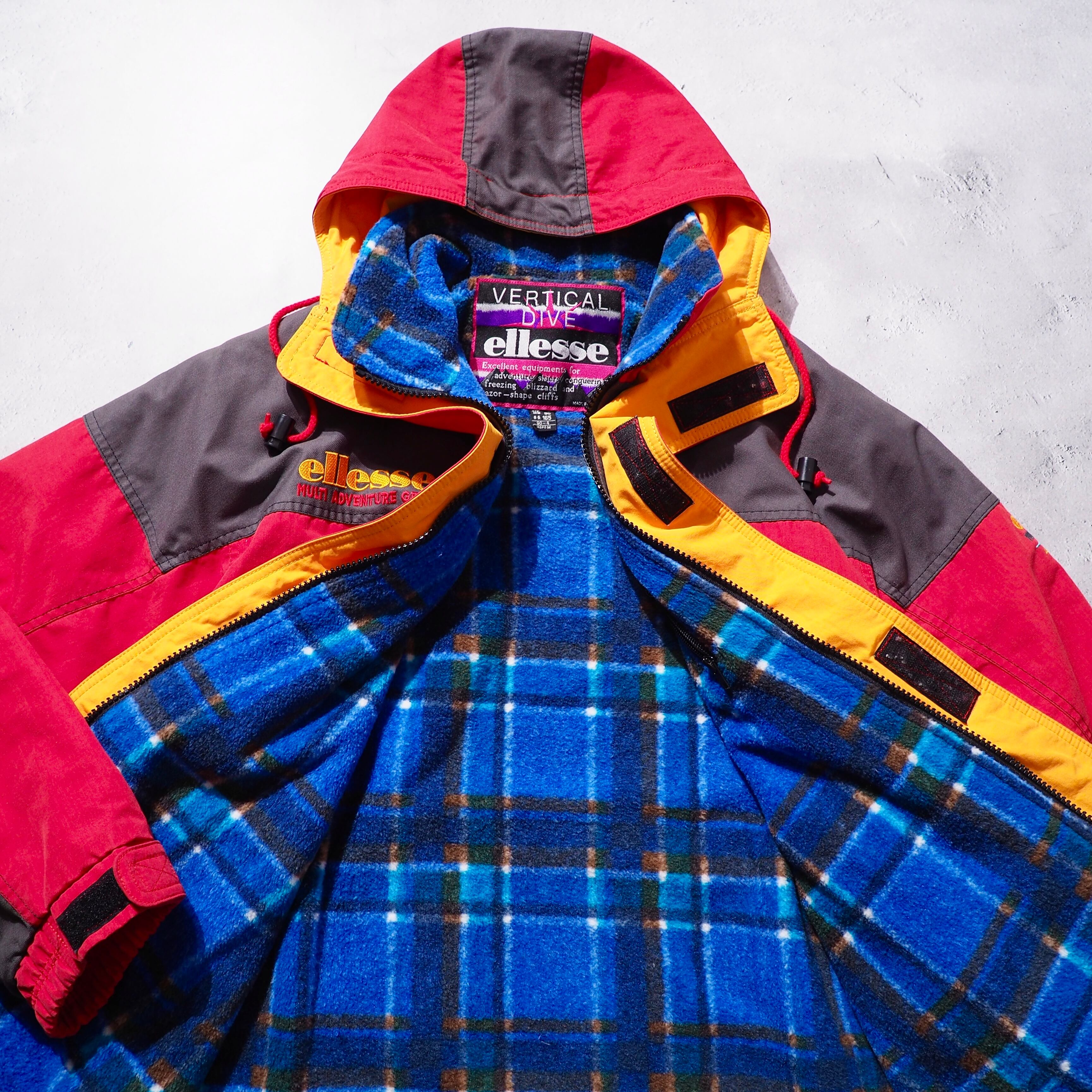 1980 - 90s ” ellesse ” Good multi color full zip vintage nylon jacket Parker