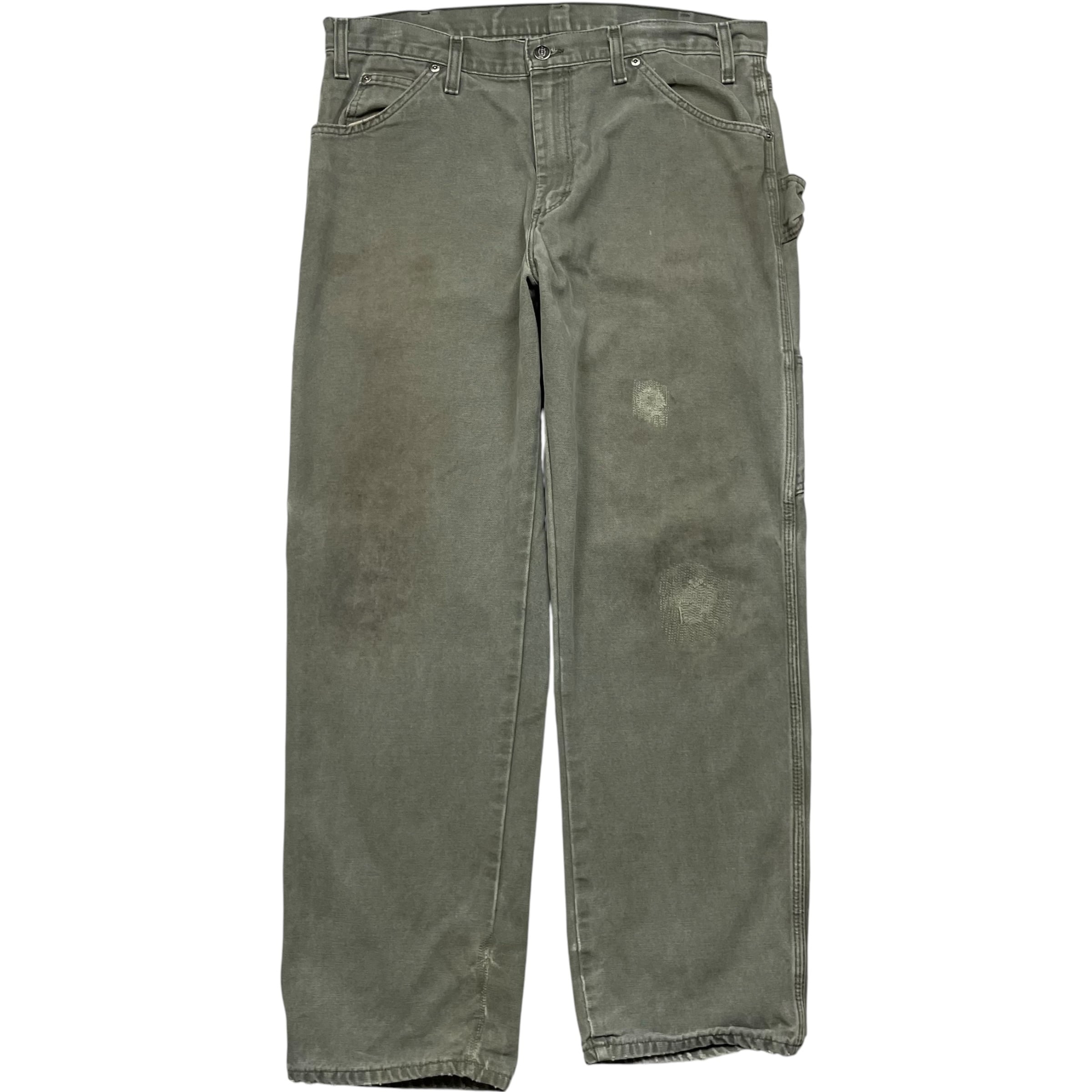《実寸W34L28》 Dickies ディッキーズ ペインターパンツ ワークパンツ フェード ダメージ ワンポイントロゴ グレー no.10306