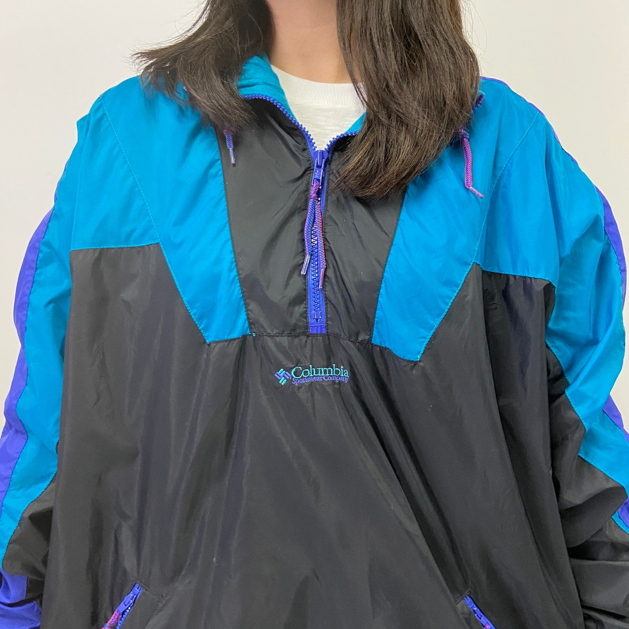 90年代 Columbia コロンビア アノラックパーカー プルオーバーナイロン 
