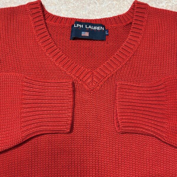 POLO SPORT(ラルフローレン ポロスポーツ)」Vネック 赤 90s ポニー刺繍