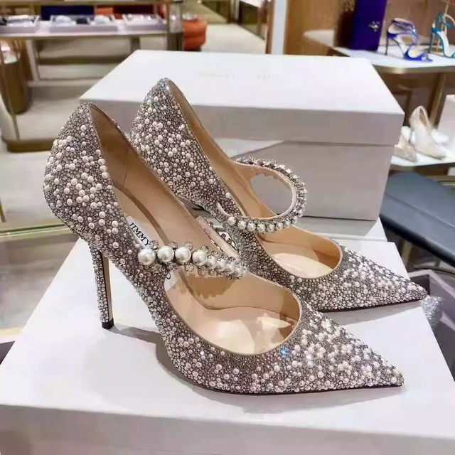 Pearl Jewel Stiletto Heel Pumps　　V167