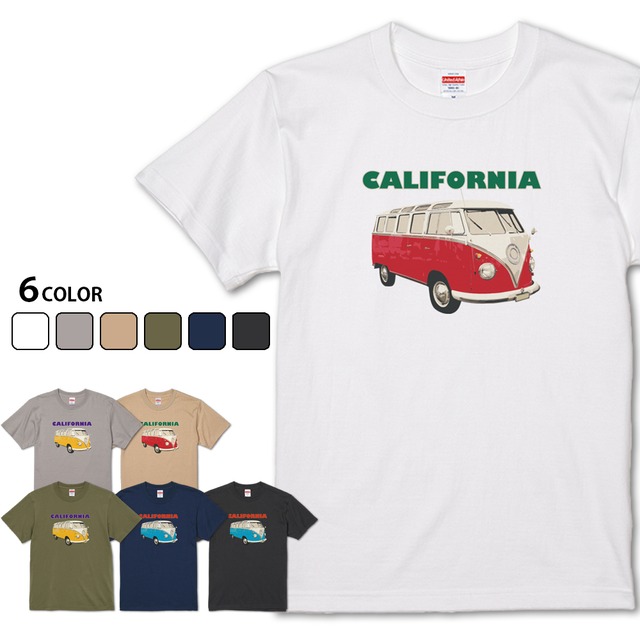 【CALIFORNIA×Car】 かわいい♪バス型車Tシャツ