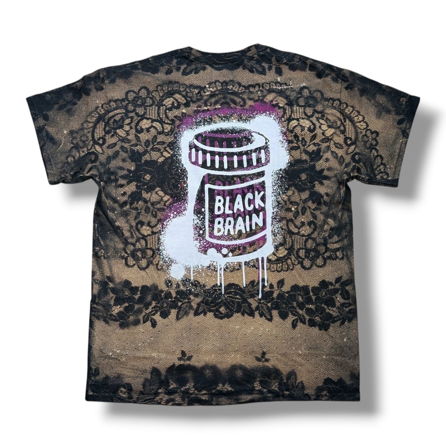 Lace Bleached SS Tee (Black) | BLACK BRAIN