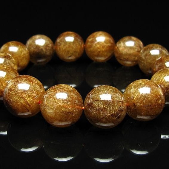ルチルクォーツ ブレスレット 17mm ブロンズルチル ブレス 一点物 111-50783