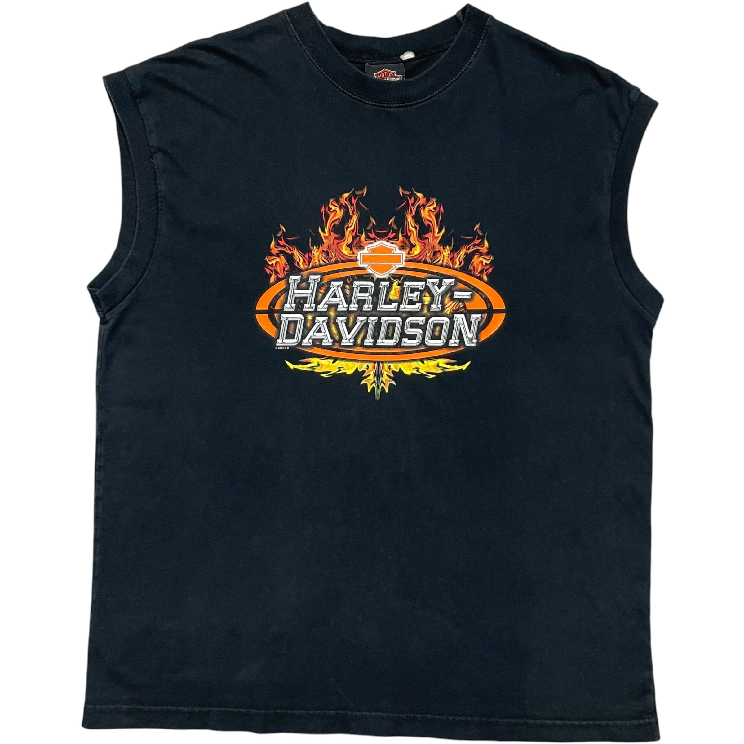 《L》 Harley-Davidson ハーレーダビッドソン ノースリーブTシャツ ブラック プリントデザイン no.10199