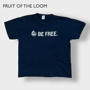 【FRUIT OF THE LOOM】企業系 企業ロゴ Planet Fitness フィットネス プリント BE FREE ロゴ Tシャツ 半袖 XL ビッグサイズ 黒t US古着