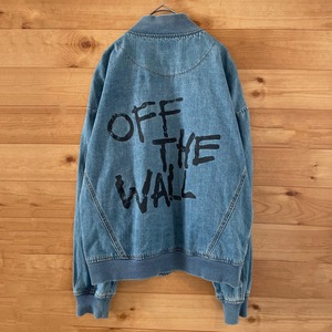 【VANS】デニムジャケット 刺繍ロゴ バックプリント Off The Wall フルジップ us古着