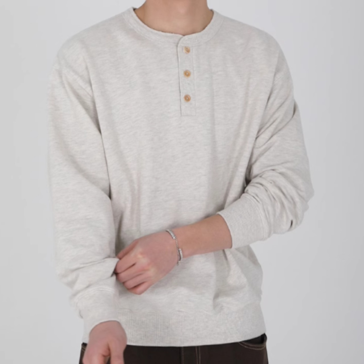 ヘンリーネックロングTシャツ　0825