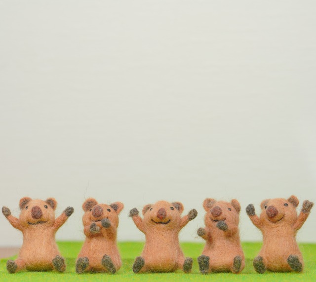 羊毛フェルト　クワッカワラビー　２種　置物