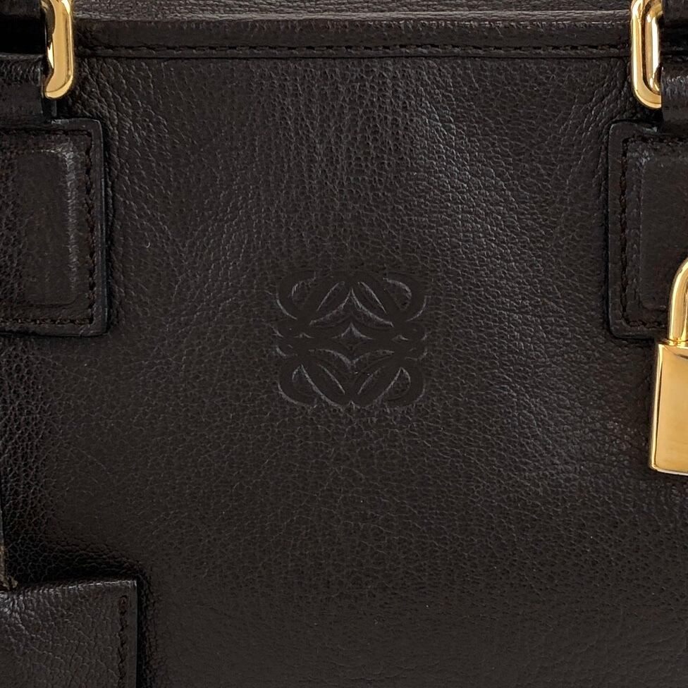 LOEWE ロエベ アマソナ28 ハンドバッグ ブラウン アナグラム レザー