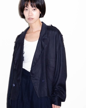 1990s cropped drop shoulder linen jacket