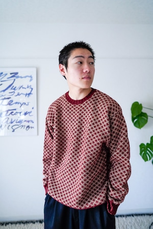 【1990s】"J.CREW" Rhombus Pattern Wool Sweater /769