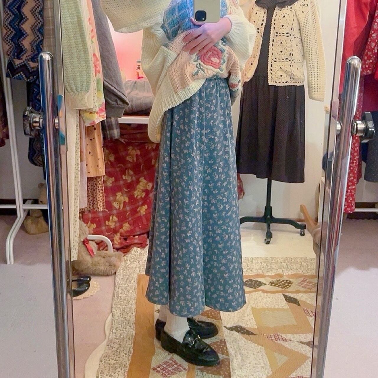 mini leaf green gather skirt