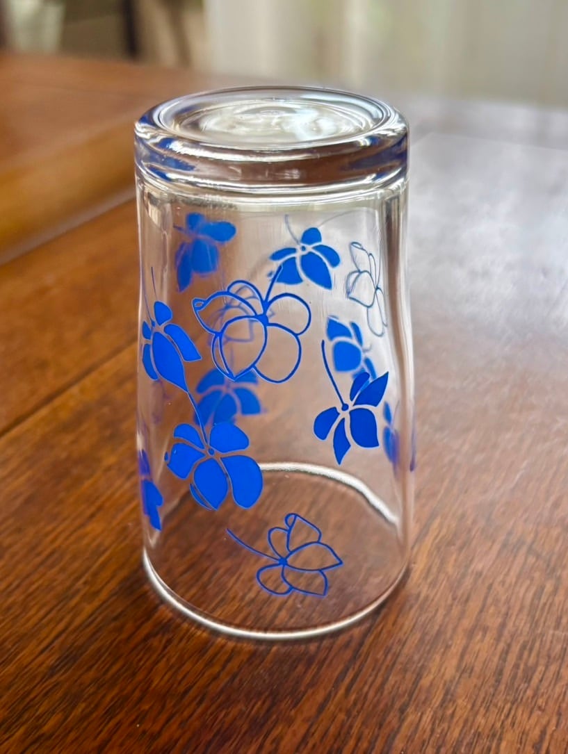 昭和レトロ グラス 青 花柄 ヴィンテージ｜Showa Retro Glass Blue