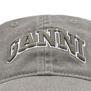 【GANNI】Washed Cotton Canvas Cap Emb