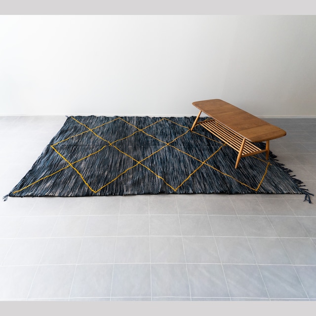 モロッコラグ・キリム Zanafi / L "155cm×256cm" Navy×Yellow